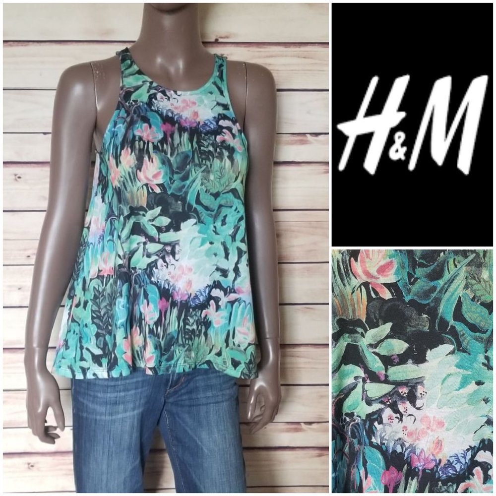 H&M Floral Top with Neck Zipper
